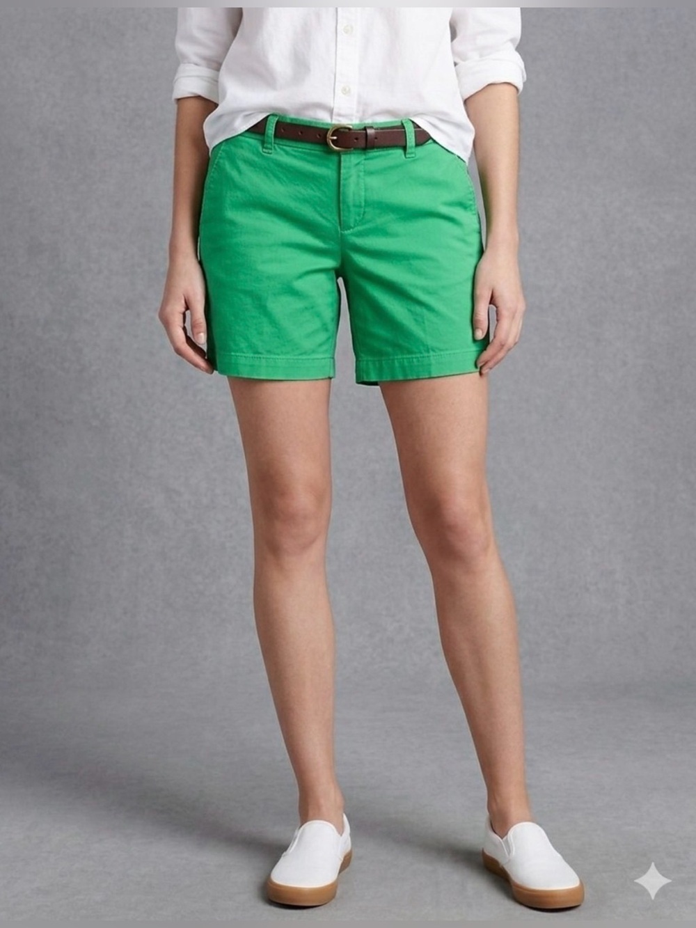 J. Crew Bright Green Cotton Flat Front Bermuda Shorts 6” inseam 8
